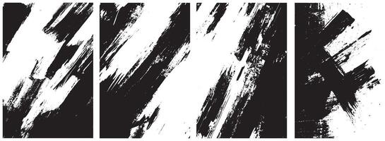 Abstract Grunge Brush Stroke Set, High Contrast Ink Smears, Splatter, and Bold Texture Elements vector