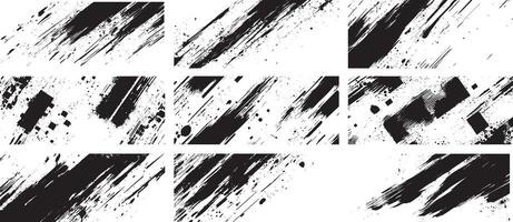 Abstract Grunge Brush Stroke and Geometric Splatter Texture Set, Urban Ink Design Elements vector