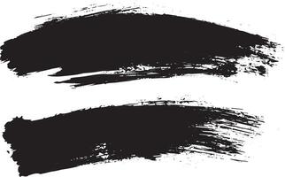 Black Grunge Brush Stroke Set, Horizontal Ink Texture Elements for Graphic Design vector