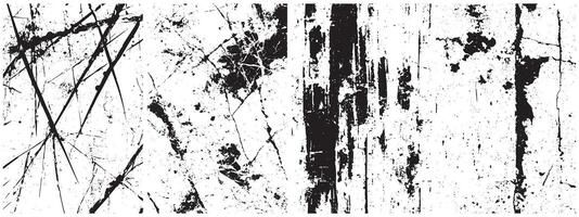 Cracked Grunge Texture Set, Distressed Scratches, Peeling Paint, and Weathered Urban Overlays for Abstract Design vector