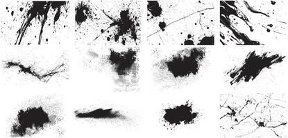 Dynamic Ink Splatters, Fluid Paint Strokes, and Dot Textures for Creative Designs vector