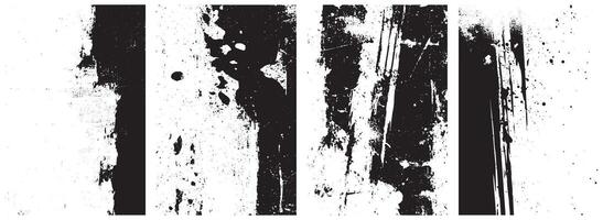 Grunge Peeling Wall Texture Set, Black and White Distressed Ink Splatter and Decay Effects vector