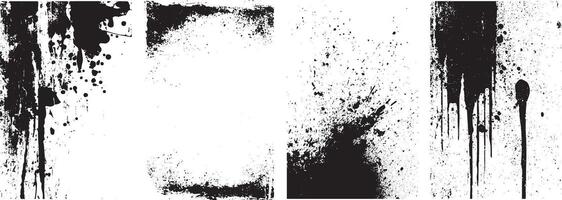 Grunge Dripping Ink Splatter and Distressed Texture Set, Urban Grunge Overlay Elements vector