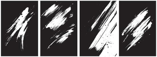 Grunge Brush Stroke Texture Set, Bold Diagonal Ink Smears with Splatter for Abstract Design vector