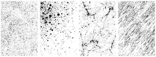 Grunge Texture Set with Ink Splatter, Drips, Cracks, and Diagonal Scratch Lines, Abstract Overlay Collection vector