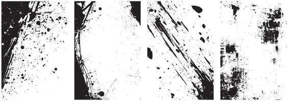 Grunge Splatter and Ink Scratch Overlays, Abstract Distressed Texture Pack for Urban and Horror Art vector