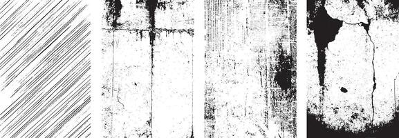 Grunge Wall and Scratch Texture Collection, High Contrast Black and White Overlay Set vector