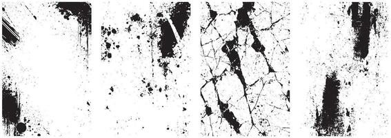 Grunge Texture Set, Ink Splatters, Cracked Surface, Drips and Scratched Overlays for Urban and Distressed Designs vector
