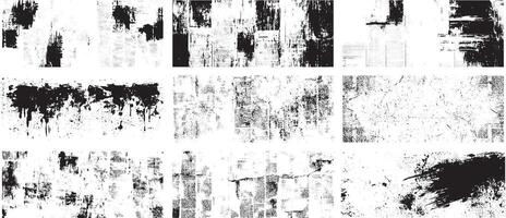 Grunge Newspaper Texture Overlays, Vintage Ink and Paper Distressed Background Set vector
