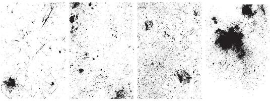 Grunge Splatter Texture Set, High-Contrast Ink Blots, Dirty Spray, and Scratch Overlays for Graphic Design vector