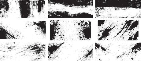 Grunge Ink Texture and Splatter Brush Elements, Abstract Distressed Paint Design Set vector