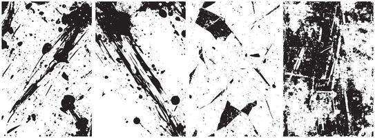 Grunge Ink Splatter and Distressed Texture Set, Abstract Paint Strokes and Scratched Overlay Elements for Edgy Art Projects vector