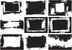 Rough Ink Frames and Grunge Borders for Creative Designs and Textures vector