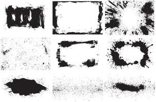 Ink Splatter Frames and Rough Paint Stroke Textures for Creative Backgrounds vector