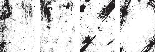 Grunge Splatter and Distressed Texture Overlays, High Contrast Black and White Set vector
