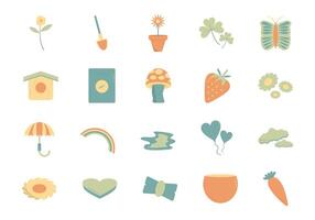 Spring Vibes Icon Element Set vector