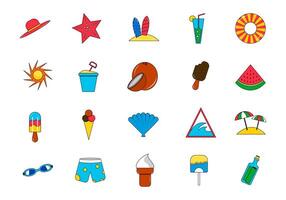 Summer Vibes Icon Element Set vector