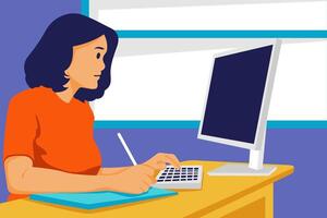 Office life busy in workplace vector