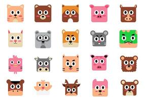 Square Animal Face Icon Element vector