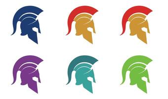 Colorful Spartan Helmet Icons Ideal for Branding and Graphic Design vector