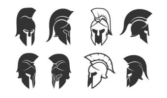 Refined Spartan Helmet Icons Adding Flair to Graphic Art Projects vector