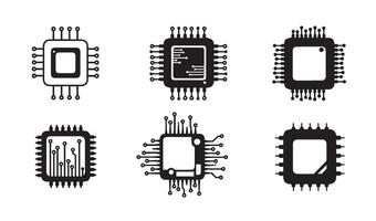 Versatile Microchip Icons Perfect for Technical Design Ideas vector