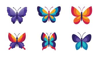 Imaginative colorful butterfly illustrations designed with creativity to provide unique aesthetic enhancements for graphic projects vector