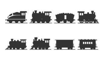 Unique train illustrations featuring modern and vintage silhouettes for professional and innovative design applications vector