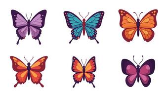 Vibrant colorful butterfly graphics ideal for diverse artistic projects including invitations decorations and print material enhancements vector