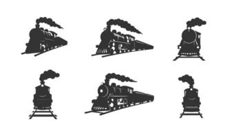 Modern and vintage train silhouettes providing high-quality elements for creative and graphic design compositions vector