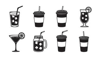 Decorative drink container artwork highlighting diverse beverage presentation styles vector