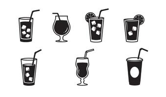 Elegant drink container icons featuring creative beverage themes and patterns vector