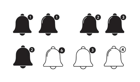 elegante resumido campana íconos con numérico alerta diseños para creativo utilizar casos vector