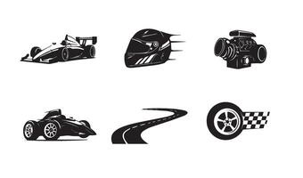 Unique sports racing designs delivering high-quality elements for motorsport and high-speed vehicle-themed graphic design projects vector