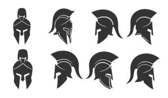 Refined Spartan Helmet Icons Supporting Sophisticated Visual Concepts vector