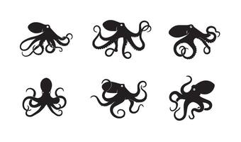 Sophisticated octopus shapes emphasizing diverse tentacle formations and styles vector