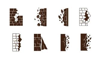Broken wall design enhanced by intricate cracked terrain art concept style themes vector