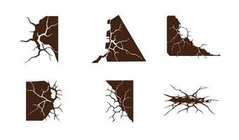 Unique cracked terrain art concept style with bold broken wall texture patterns vector