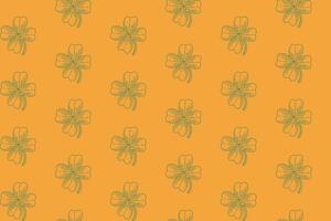 clover leaves doodle seamless pattern on yellow background. lucky fortune leaf engraving pattern background. retro patrick shamrock background for saint patrick's day merchandise vector