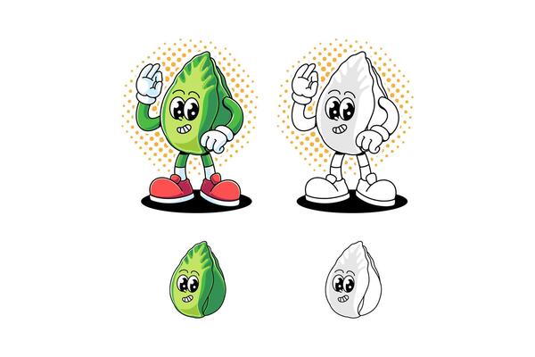 romaine lettuce, chinese cabbage vegetable retro cartoon character mascot illustration with standing pose and showing ok hand for market, farmer, agriculture, restaurant mascots and merchandise