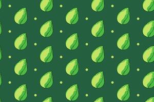 romaine lettuce with dot colorful pattern on green background. doodle chinese cabbage symbol seamless pattern background. fresh lettuce seamless pattern for farmer, agricultural, groceries, vegan vector