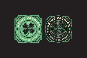shamrock, clover leaf, lucky leaf retro vintage badge logo design collection set for saint patrick's day, event, party, celebration vector