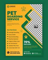 Pets Boarding service Poster and flyer design or Pet related business a4-size flyer template vector