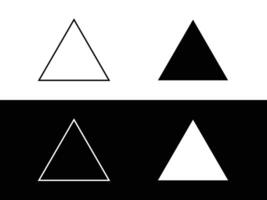 Equilateral triangle icons outline and silhouette. Equilateral triangle in mathematics in black and white. vector