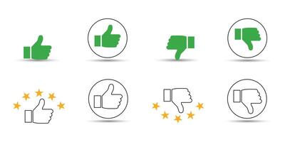Thumbs Up and Down Icons with Rating Stars, for Feedback and Reviews. vector