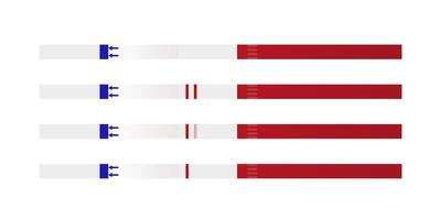 Four pregnancy test strips showing different hCG hormone levels vector