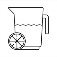 Juice Pitcher Outline style orange juice in a pitcher with slice accent ideal for breakfast diet and wellness content vector