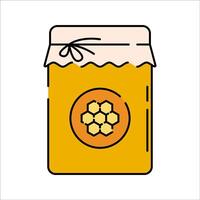 Honey Jar Flat design style yellow honey jar with bee symbol for organic sweetener perfect for food packaging and health visuals vector