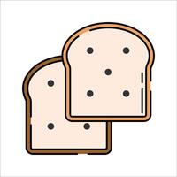 Bread Slice Flat design style two slices of white bread representing carbs suitable for breakfast menu and diet illustrations vector