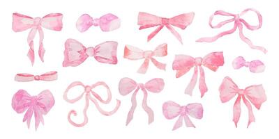 Variety of pink bows in different styles and sizes for crafts and decorations vector